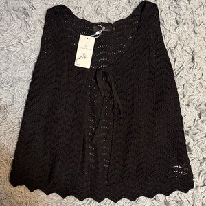 Black Crochet Sleeveless Top